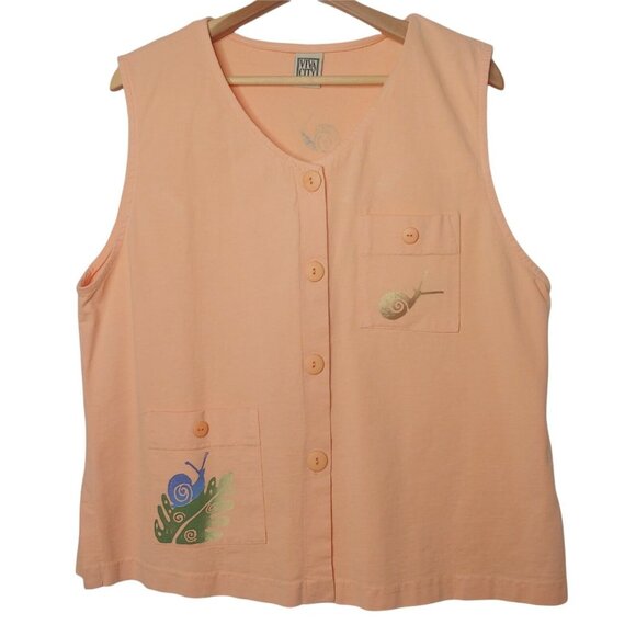 Viva City L Outfit Vest Skirt Short Sleeve Shirt Snail Textile Art Peach USA - Picture 7 of 11